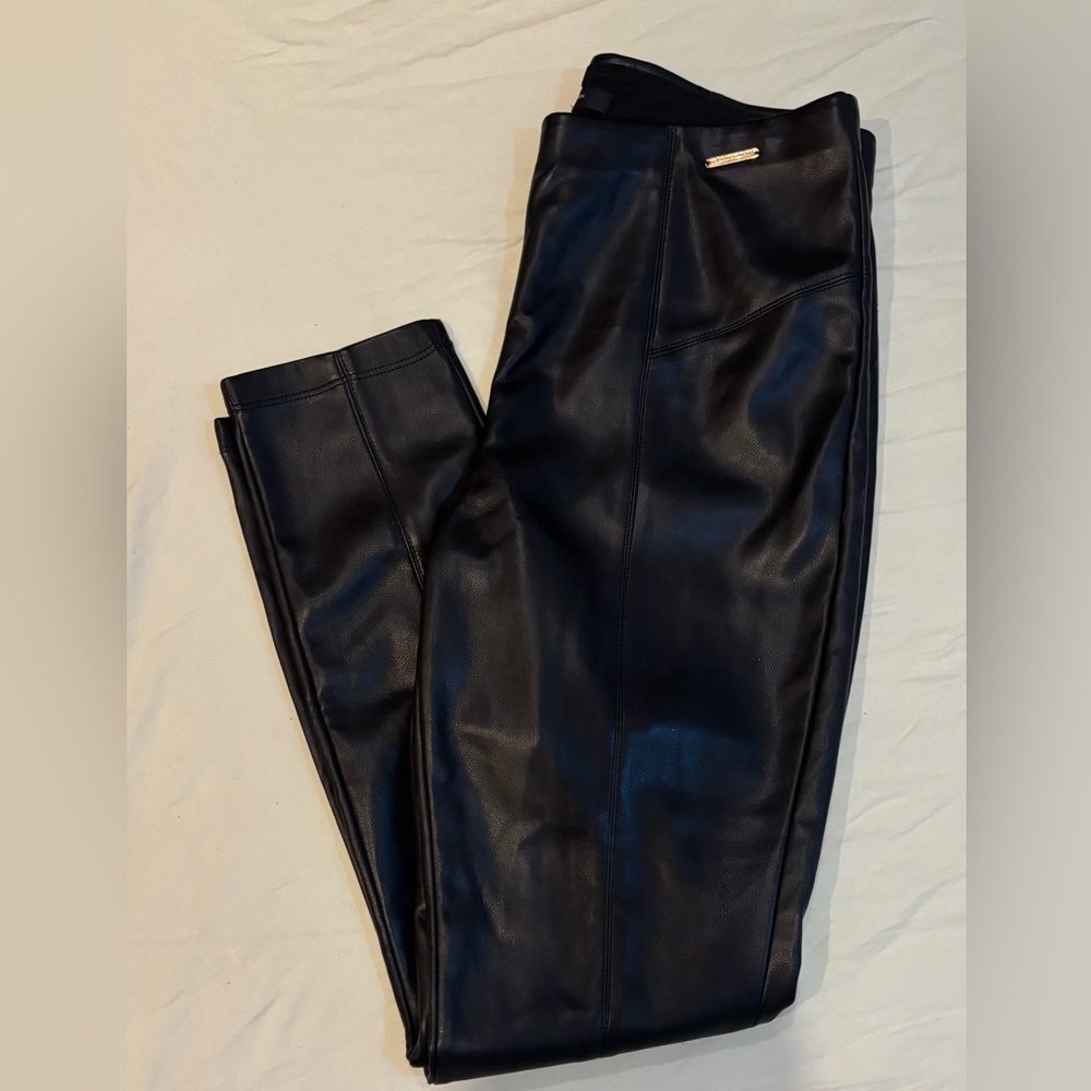 Andrew Marc Black Faux Leather Pants - Picture 1 of 6